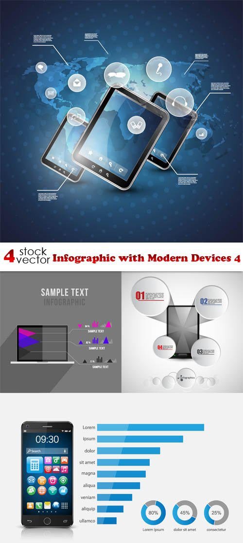 Vectors - Infographic with Modern Devices 4