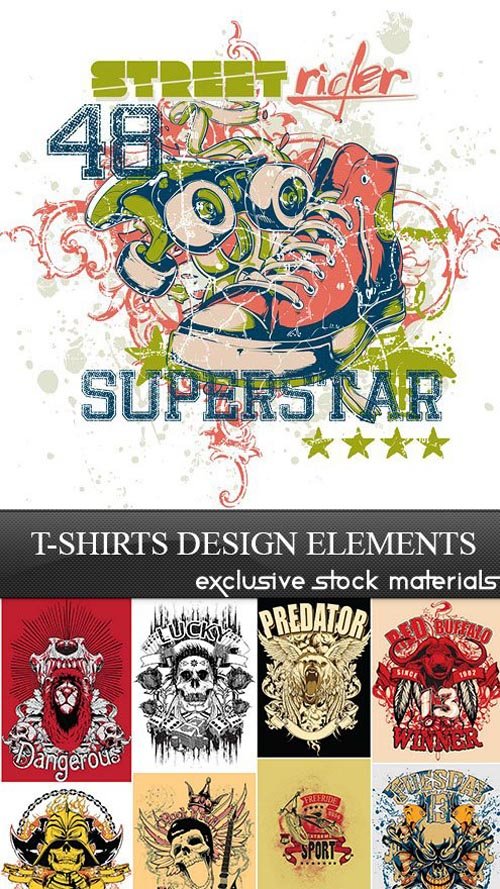 T-Shirts Design Elements, 25xEPS