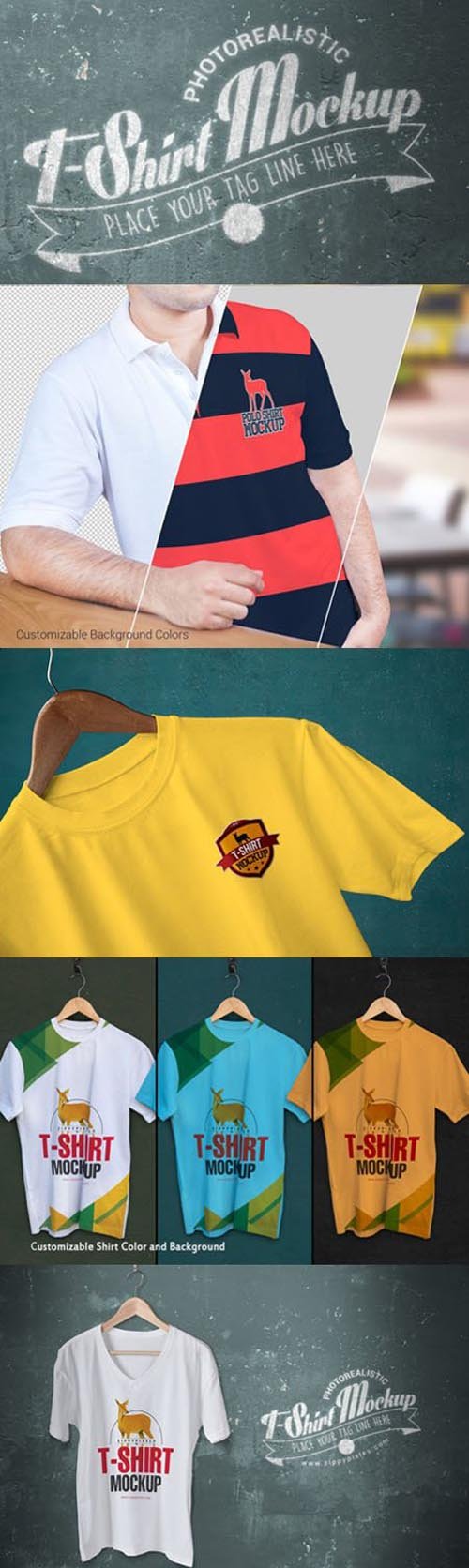 Trendy & Fabulous [V-Neck/Round Neck/Polo] T-Shirt Mockups