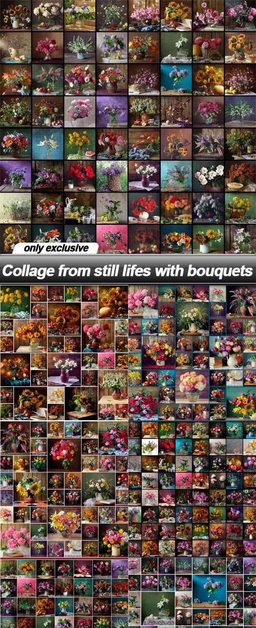 Collage from still lifes with bouquets - 7 UHQ JPEG