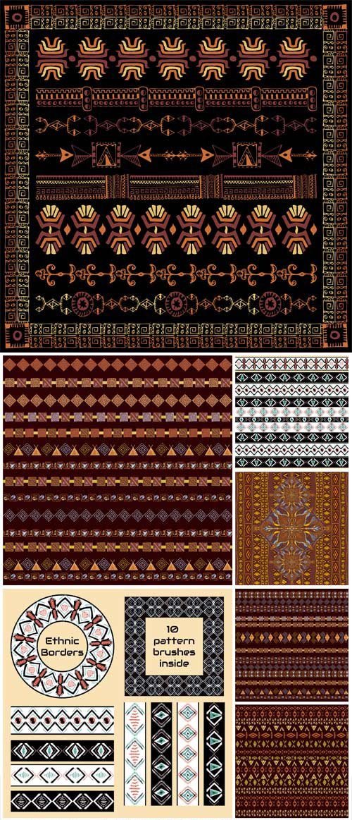 Ethnic patterns, backgrounds vector