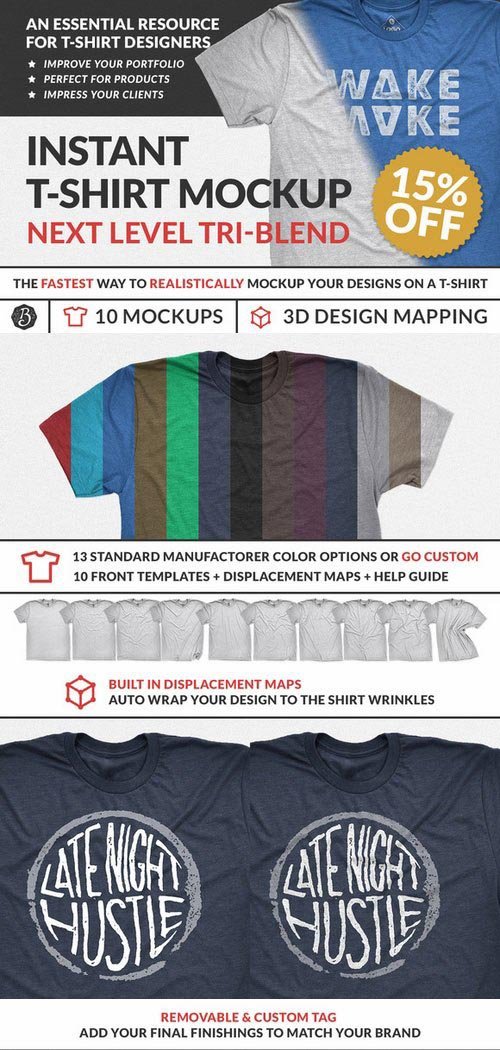 CM - Instant Tri-Blend T-Shirt Mockups 388693