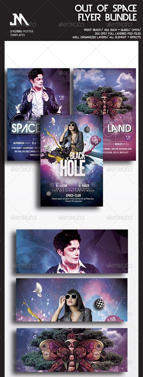 GraphicRiver Out Of Space Party Flyer Bundle 6980288