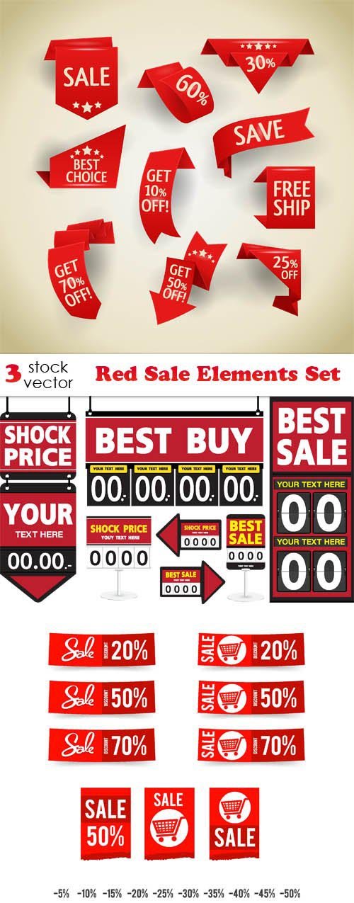 Vectors - Red Sale Elements Set