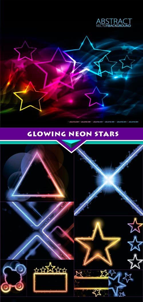 Glowing Neon Stars 10x EPS