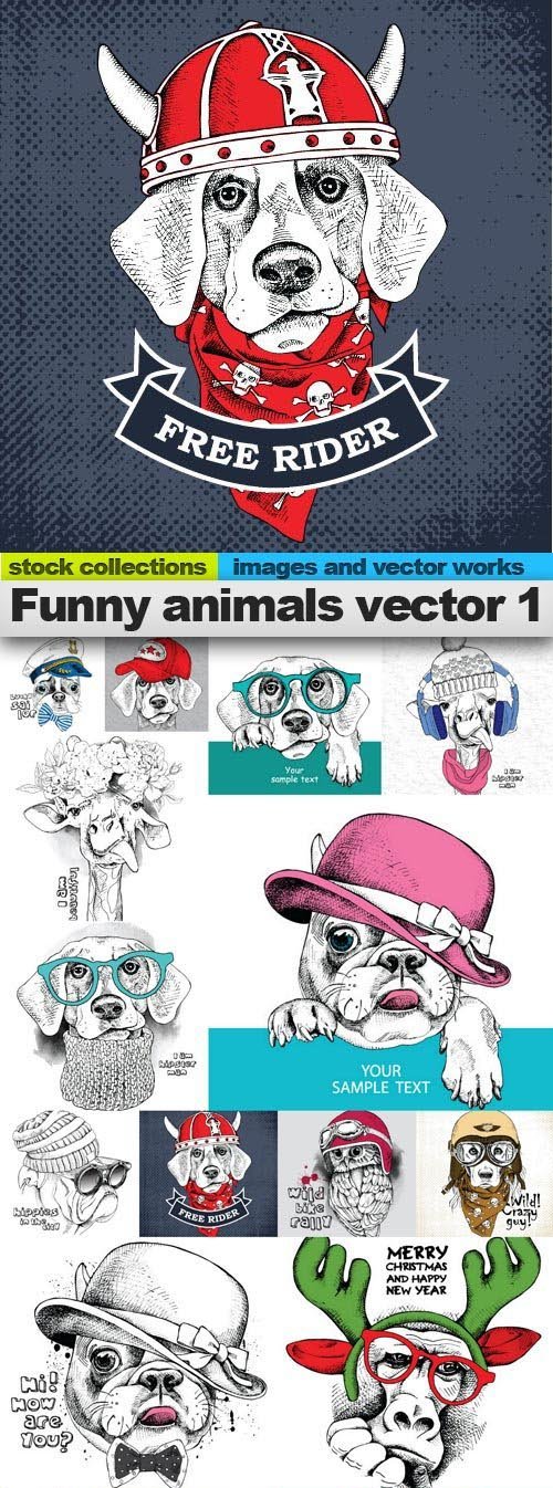 Funny animals vector 1, 15 x EPS