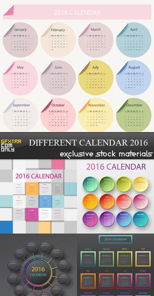 Different Calendar 2016 - 5xEPS
