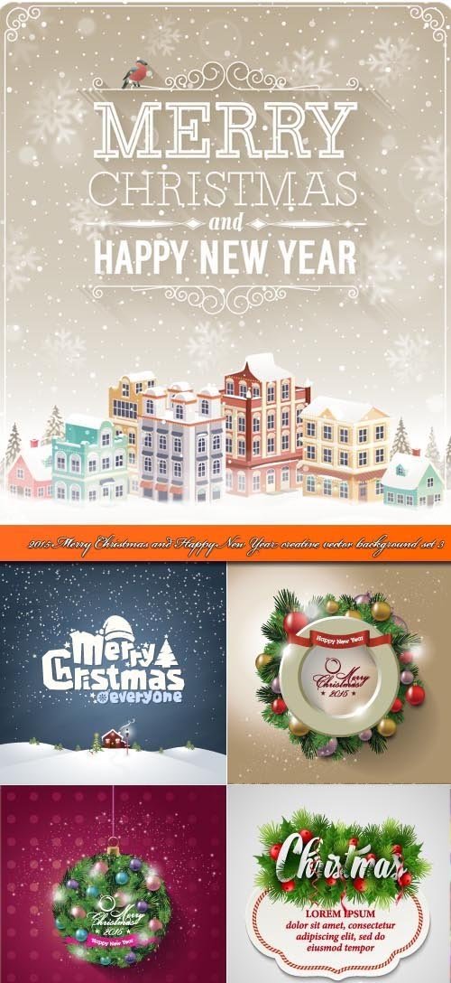 Merry Christmas and Happy New Year creative vector background set 3