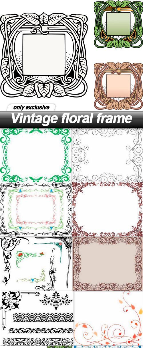Vintage floral frame - 10 EPS