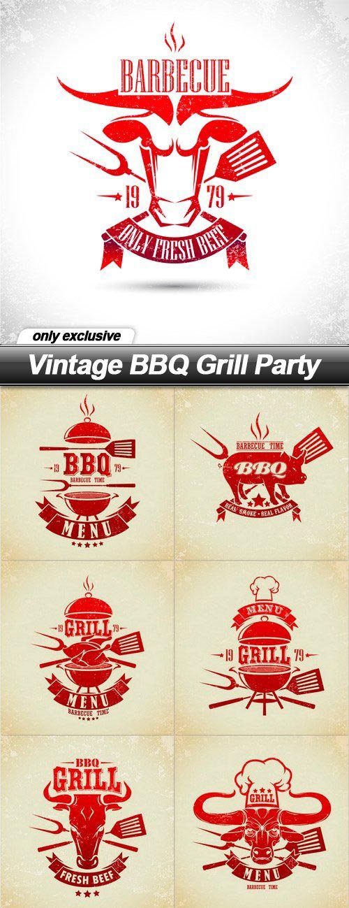 Vintage BBQ Grill Party - 11 EPS