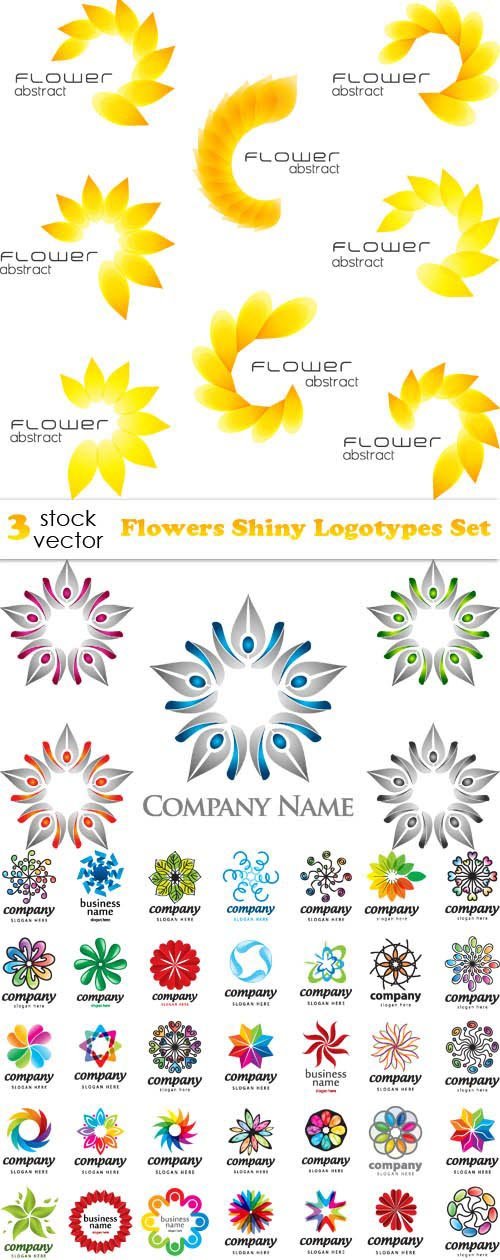 Vectors - Flowers Shiny Logotypes Set