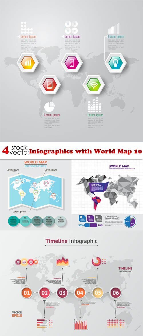 Vectors - Infographics with World Map 10