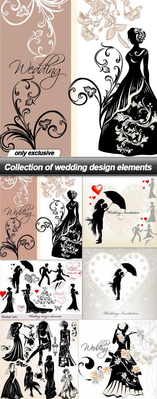Collection of wedding design elements - 10 EPS