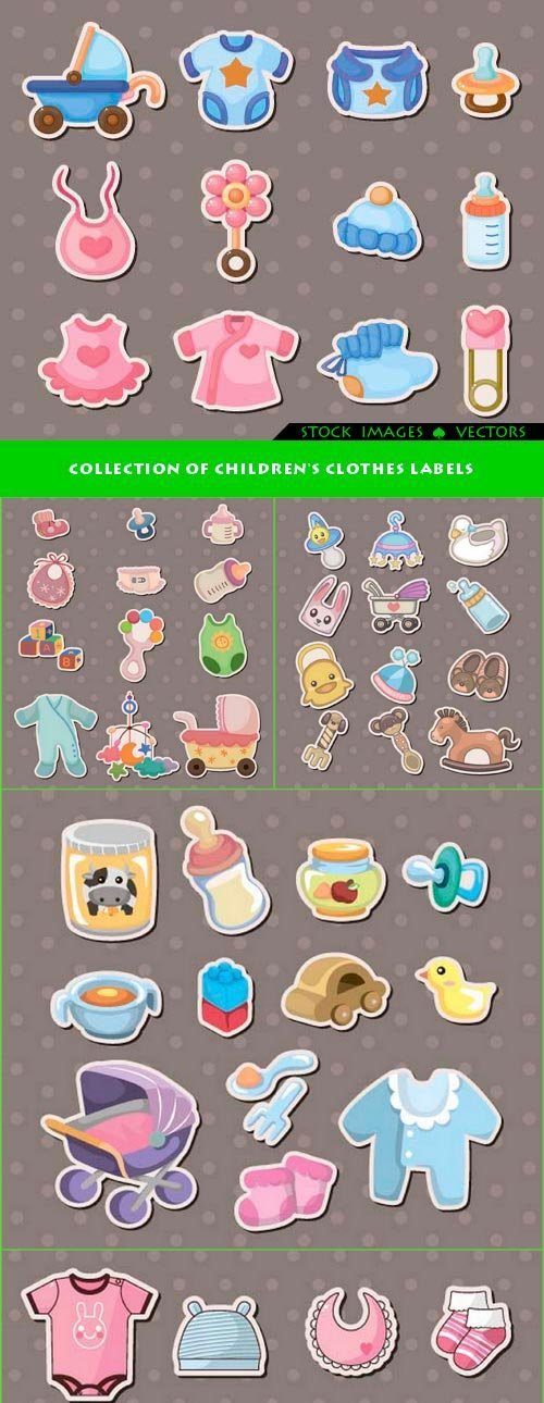 Collection of children's clothes labels 5x EPS