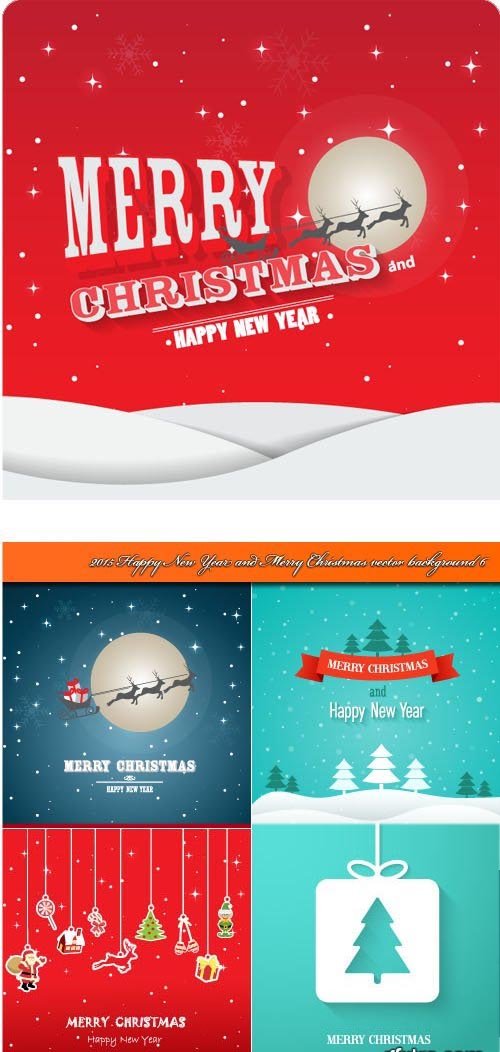 Happy New Year and Merry Christmas vector background 6