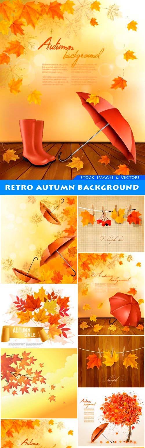 Retro autumn background 9X EPS