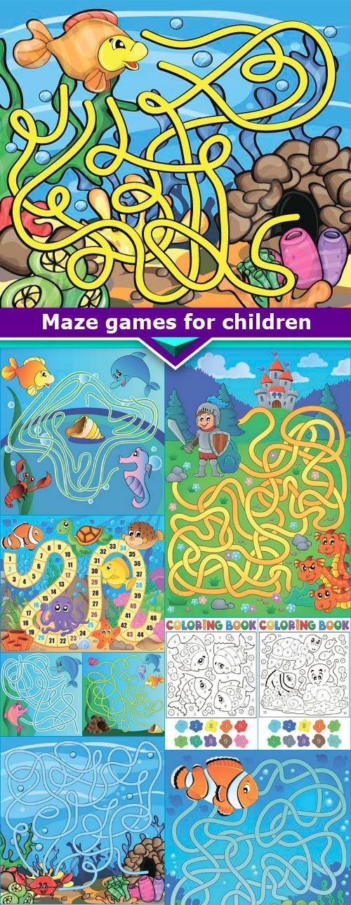 Maze games for children 14x EPS