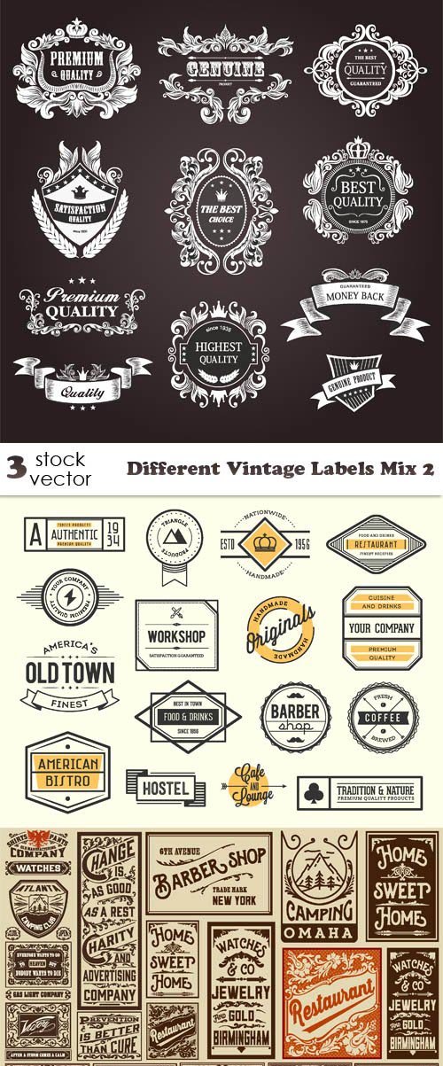 Vectors - Different Vintage Labels Mix 2