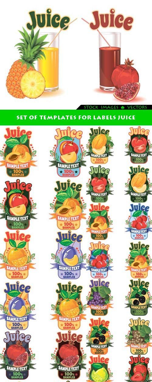 Set of templates for labels juice 8x EPS