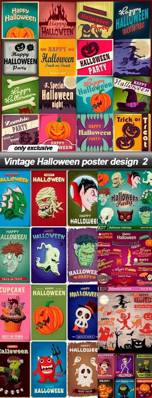 Vintage Halloween poster design 2 - 18 EPS