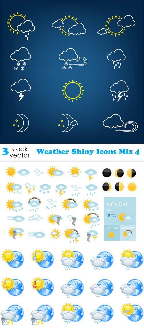 Vectors - Weather Shiny Icons Mix 4