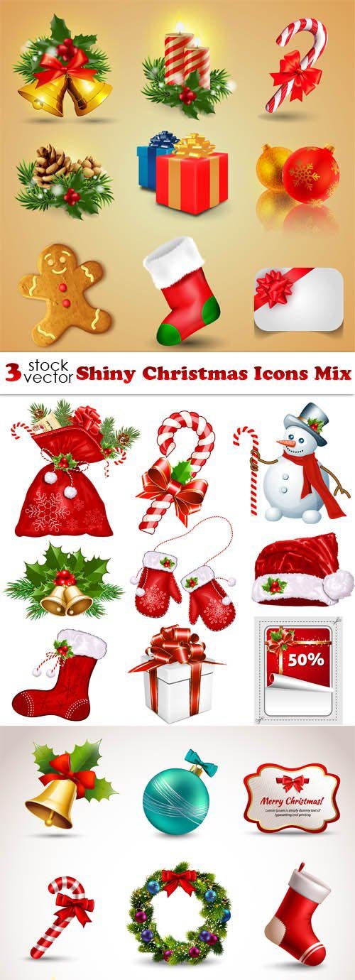 Vectors - Shiny Christmas Icons Mix