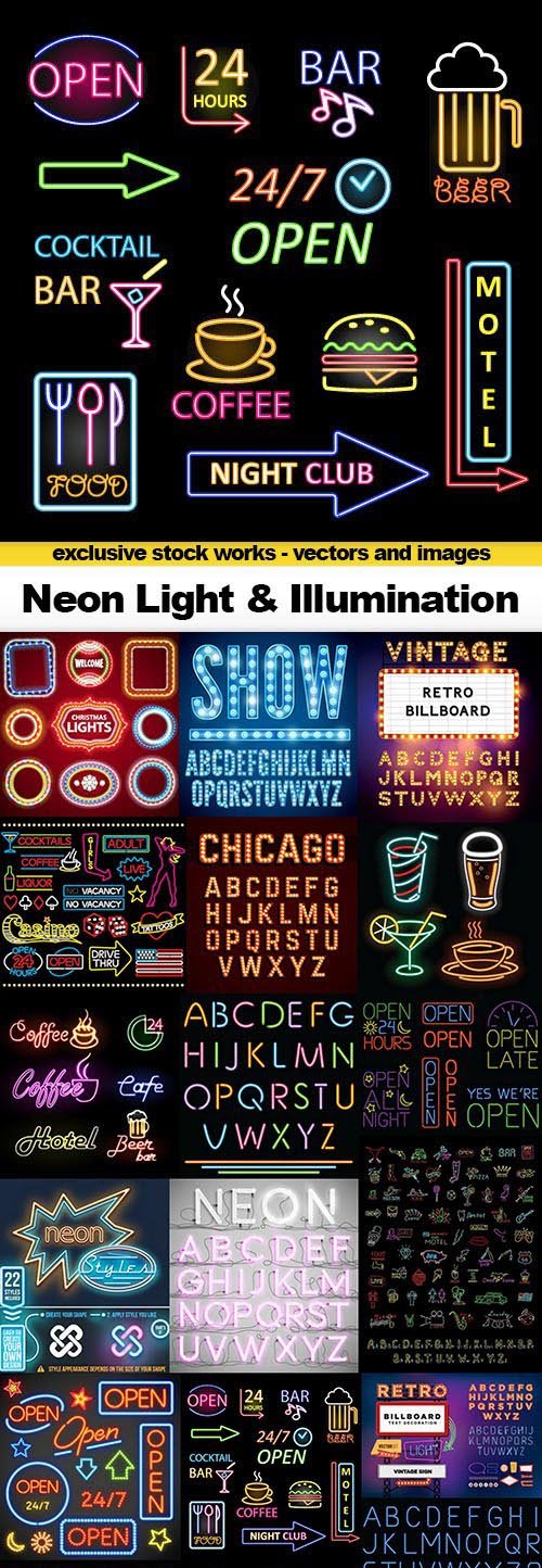 Neon Light & Illumination, 24x EPS