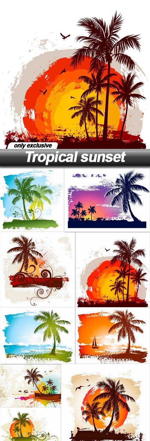 Tropical sunset - 9 EPS