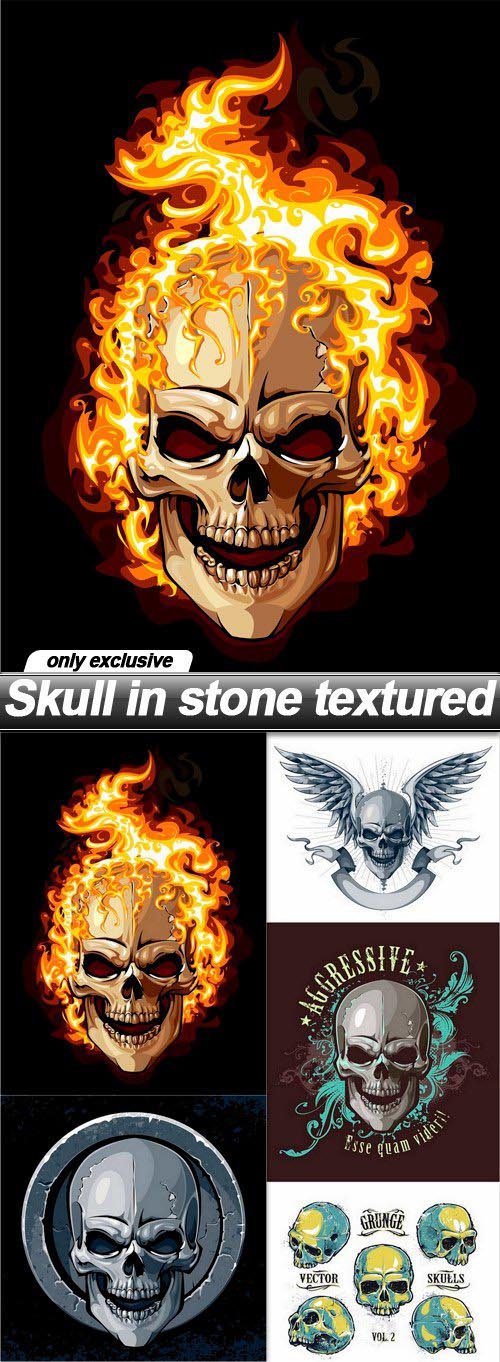 Skull in stone textured - 7 EPS
