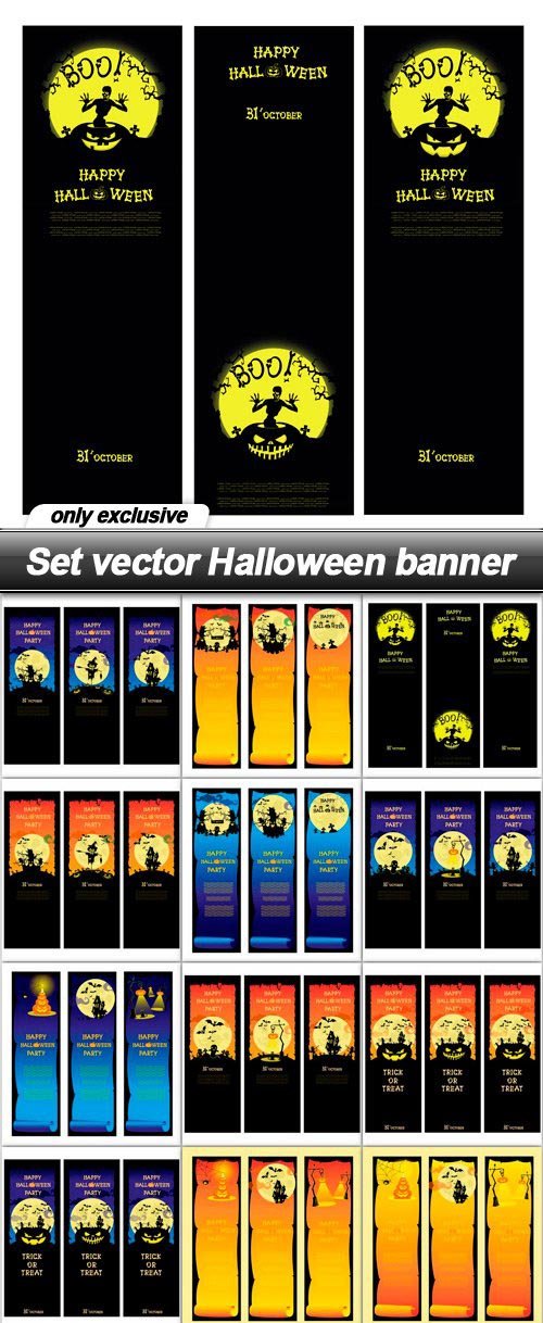 Set vector Halloween banner - 14 EPS