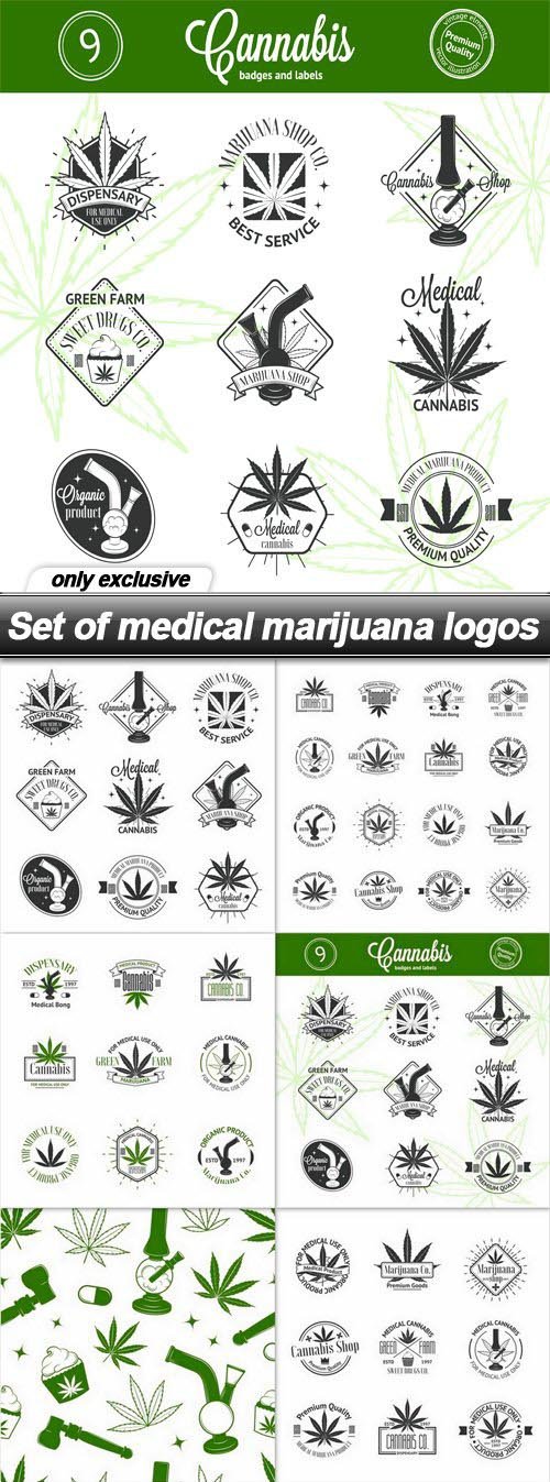 Set of medical marijuana logos - 8 EPS