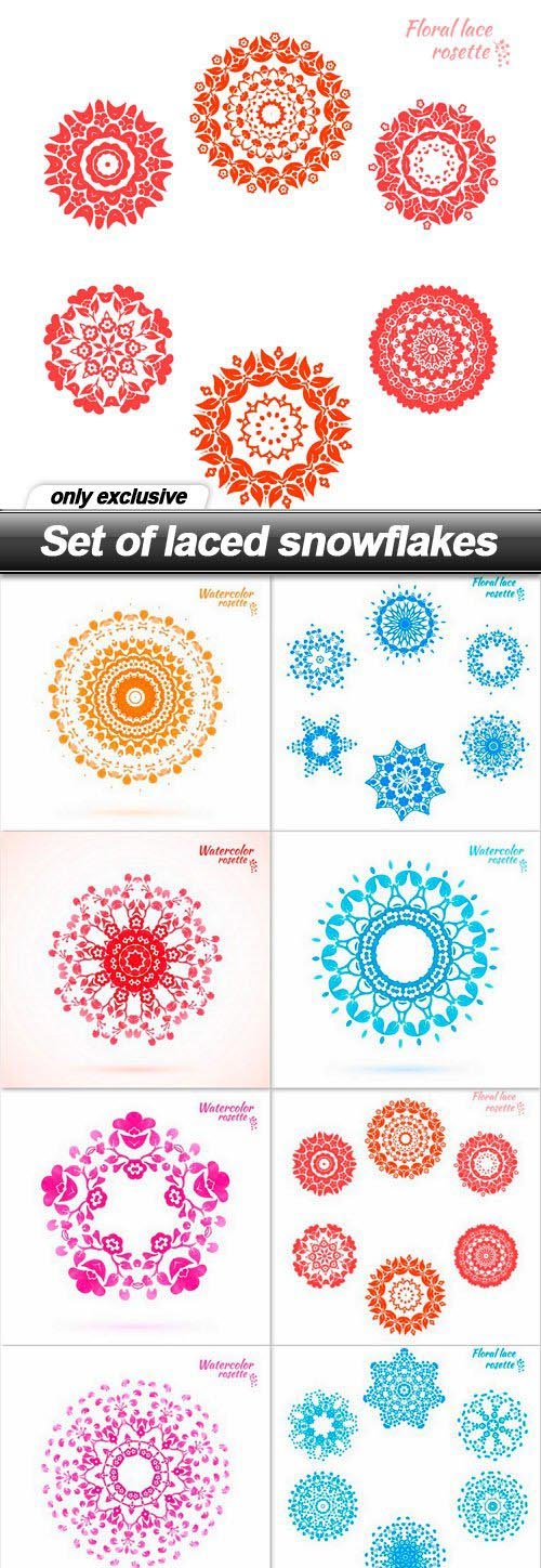 Set of laced snowflakes - 8 EPS