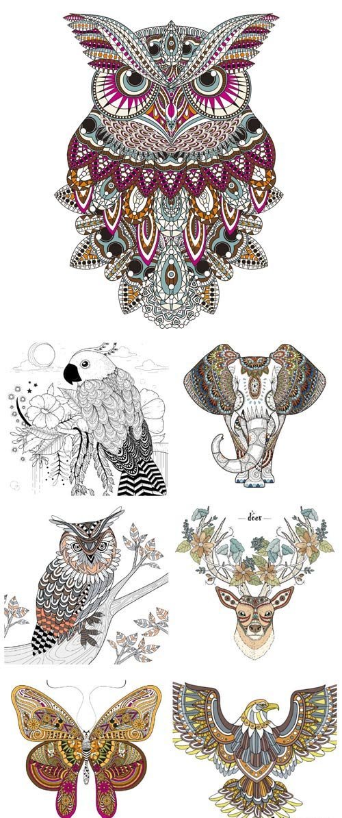 Animals and birds, vector illustration
