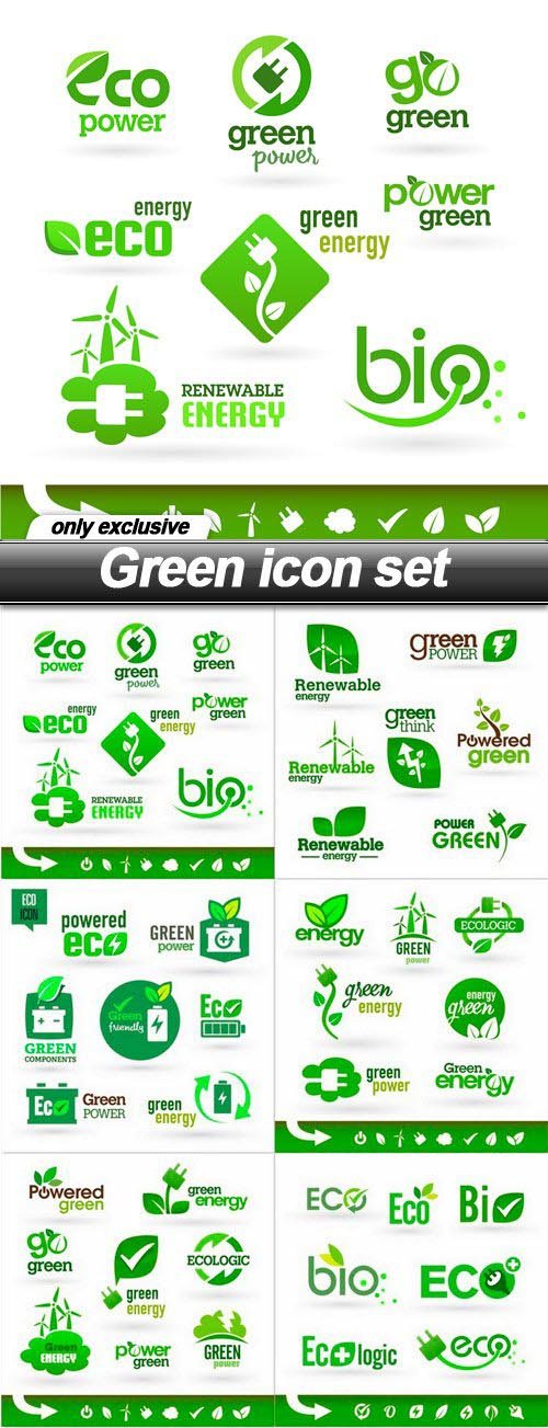 Green icon set - 10 EPS