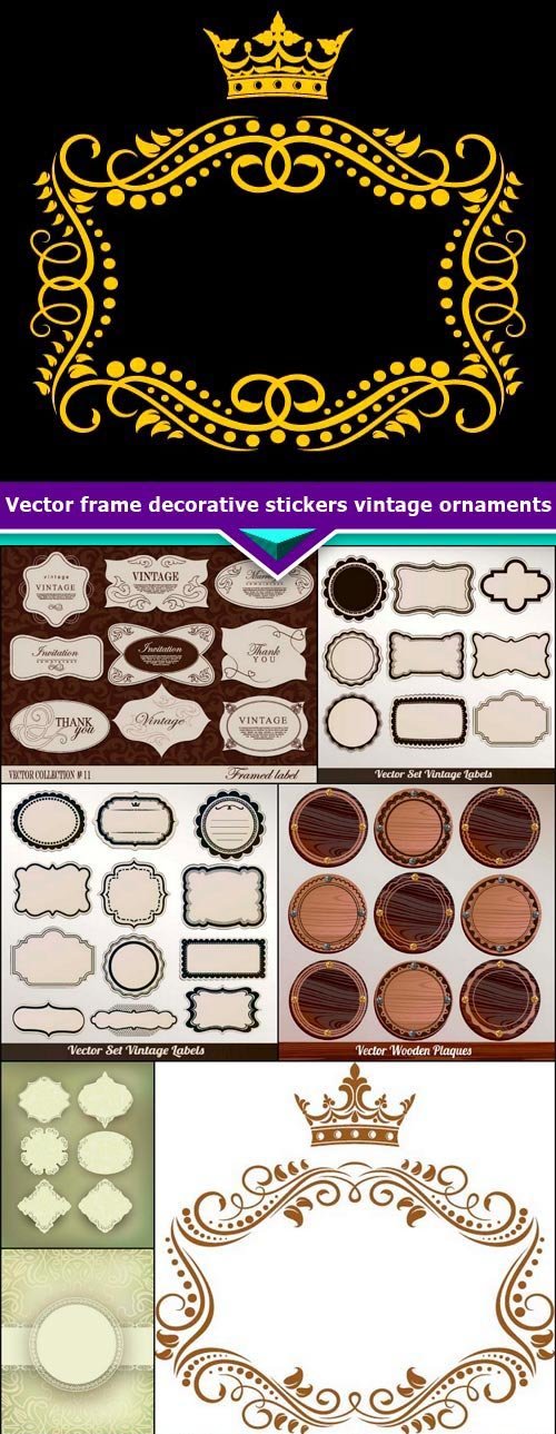 Vector frame decorative stickers vintage ornaments 10x EPS