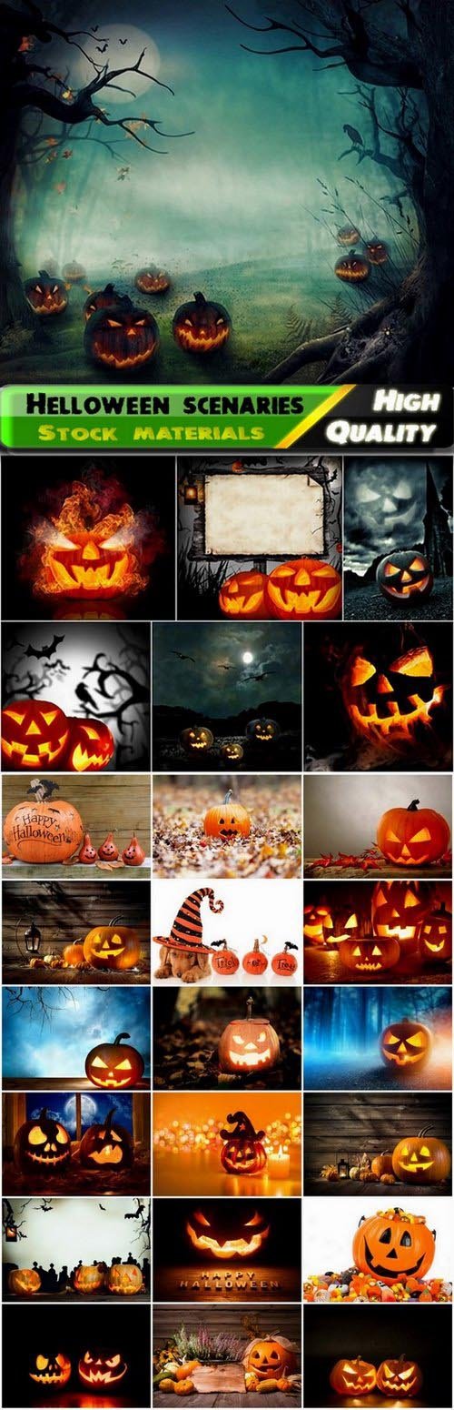 Scary scenaries for helloween with pumpkins - 25 HQ Jpg