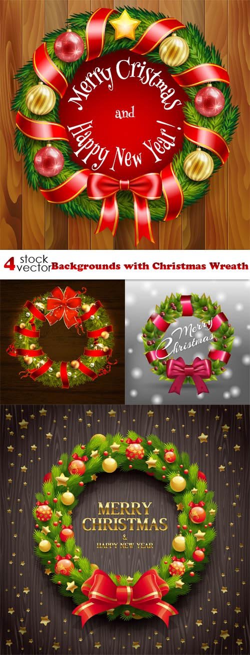 Vectors - Backgrounds with Christmas Wreath