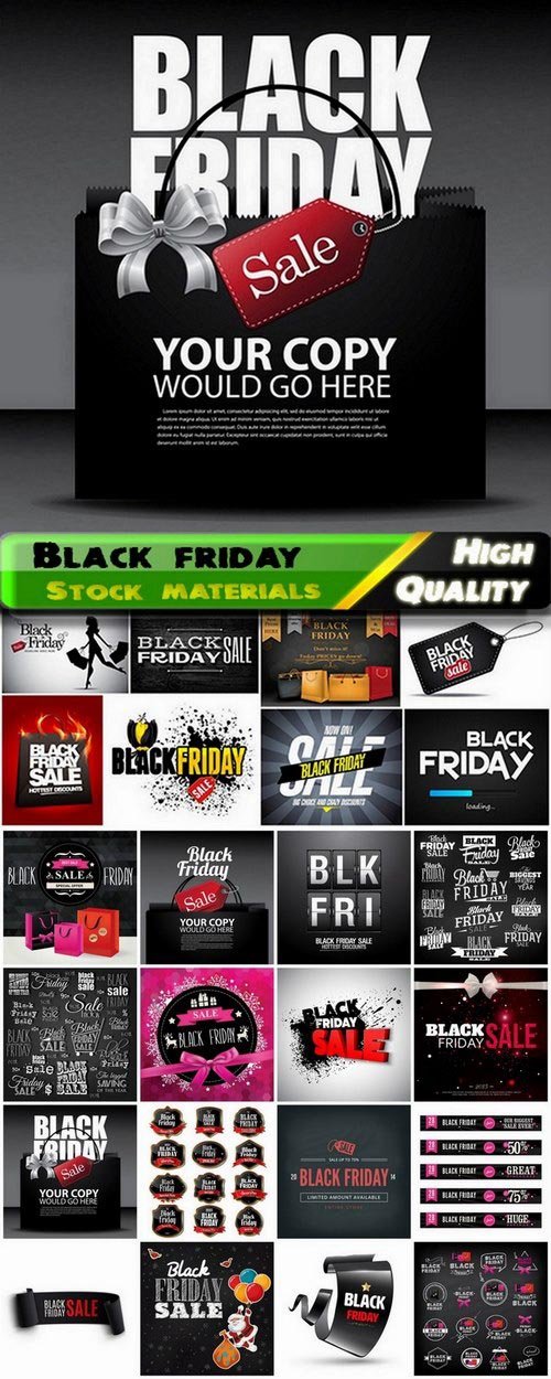 Banners and labels and tags for black friday sale - 25 Eps