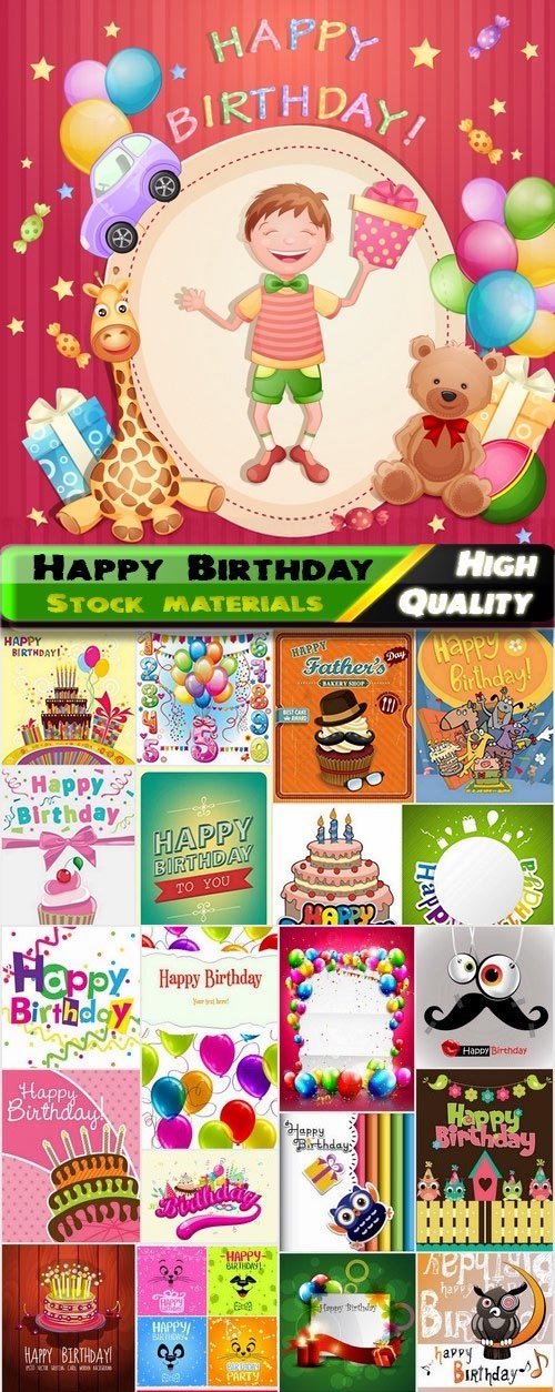 Happy Birthday Template Design in vector from stock #8 - 25 Eps