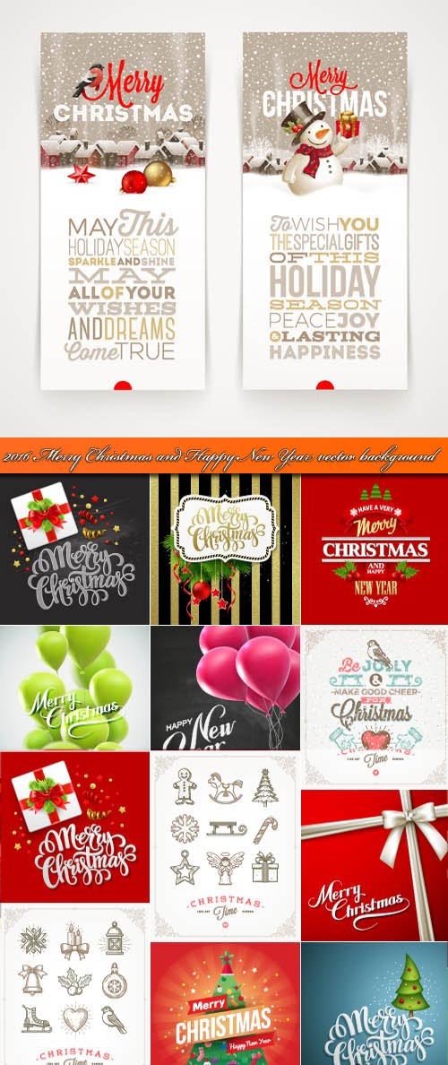 2016 Merry Christmas and Happy New Year vector background