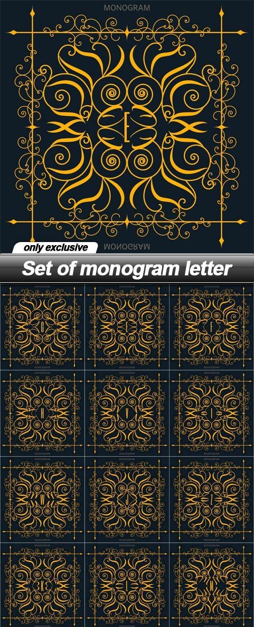 Set of monogram letter - 15 EPS