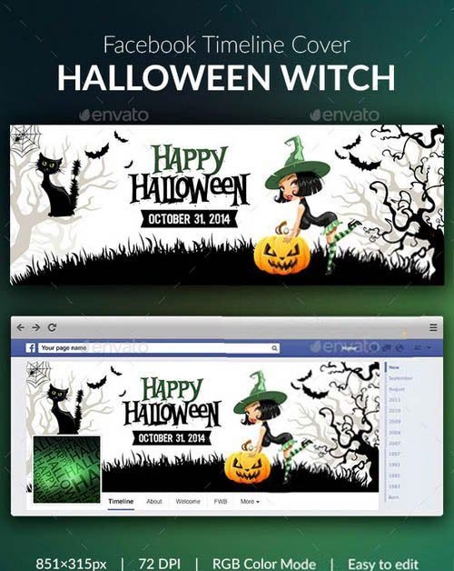 GraphicRiver - Halloween Witch Facebook Cover 9225688