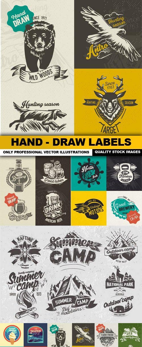 Hand - Draw Labels - 6 Vector