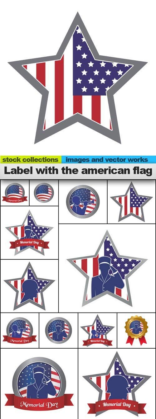 Label with the american flag, 15 x EPS