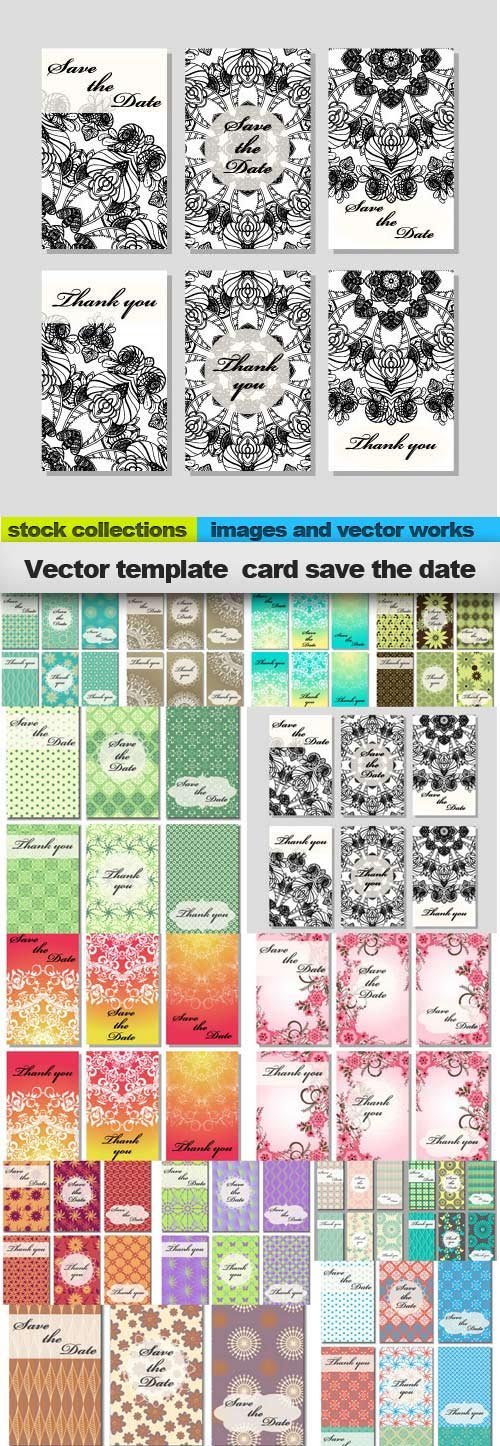 Vector template card save the date, 15 x EPS