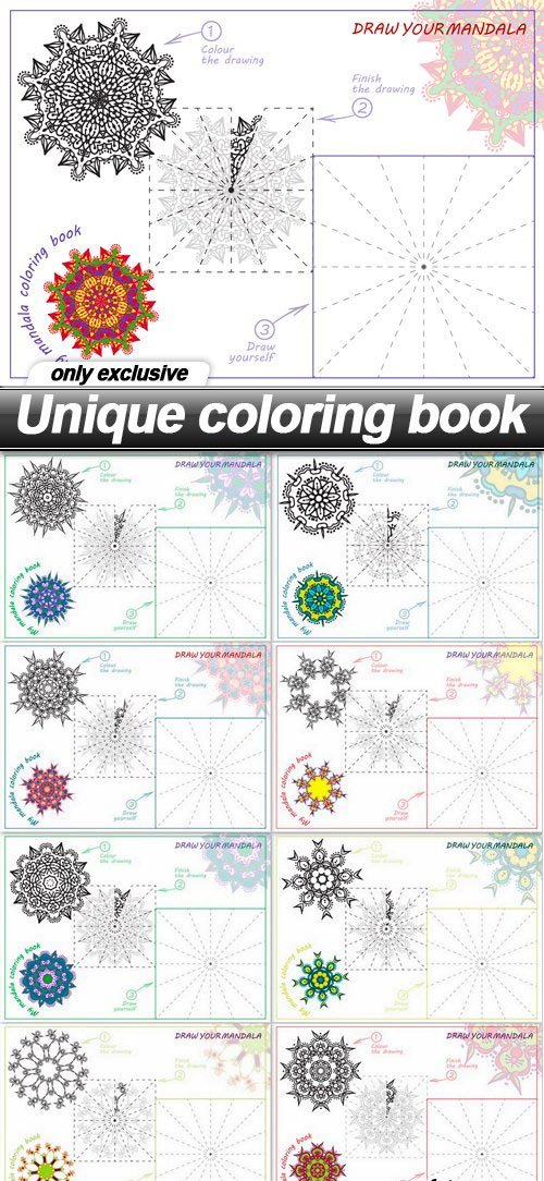 Unique coloring book - 9 EPS