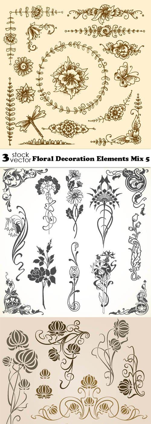 Vectors - Floral Decoration Elements Mix 5