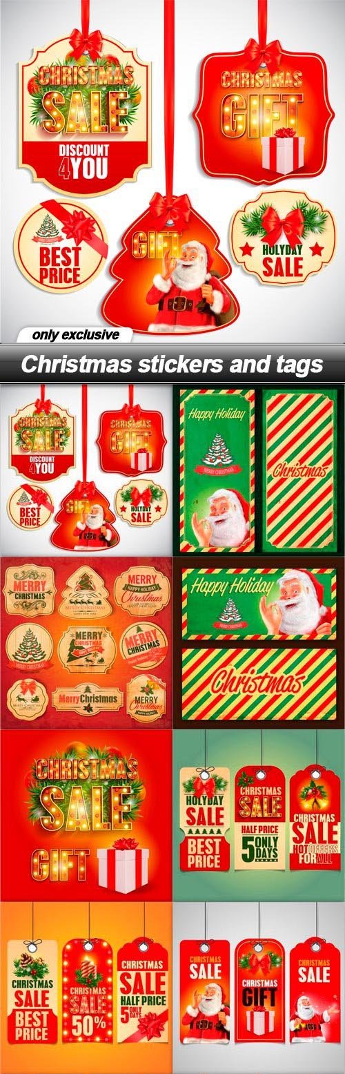 Christmas stickers and tags - 10 EPS