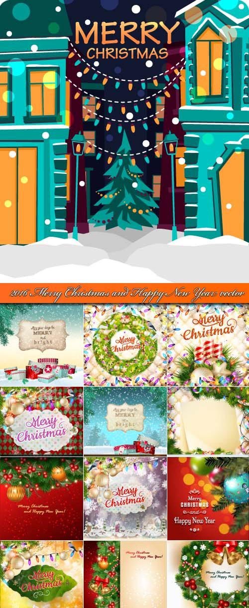 2016 Merry Christmas and Happy New Year vector background 3