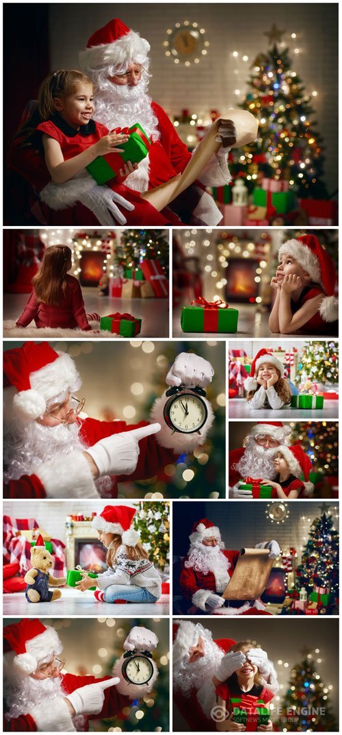 Christmas celebration, the children and Santa Claus